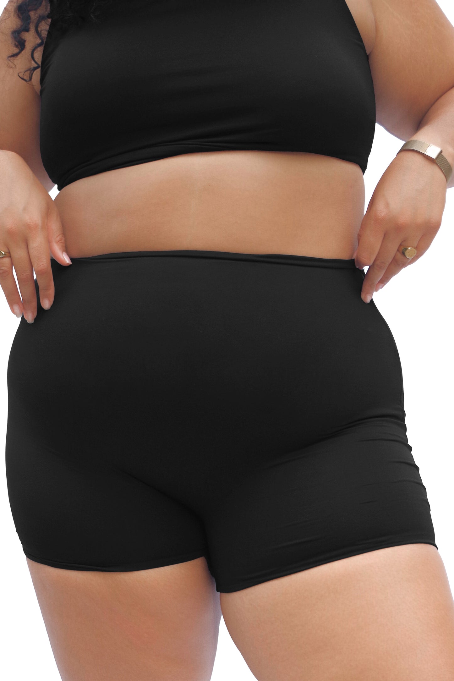 women's plus size black swim shorts