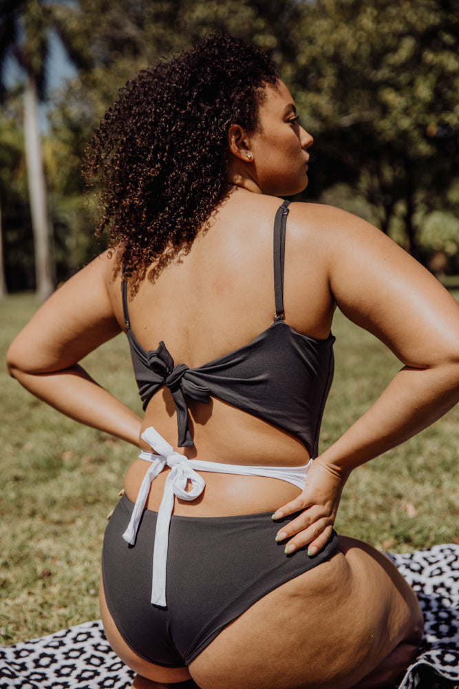 Women's charcoal grey one piece swimsuit