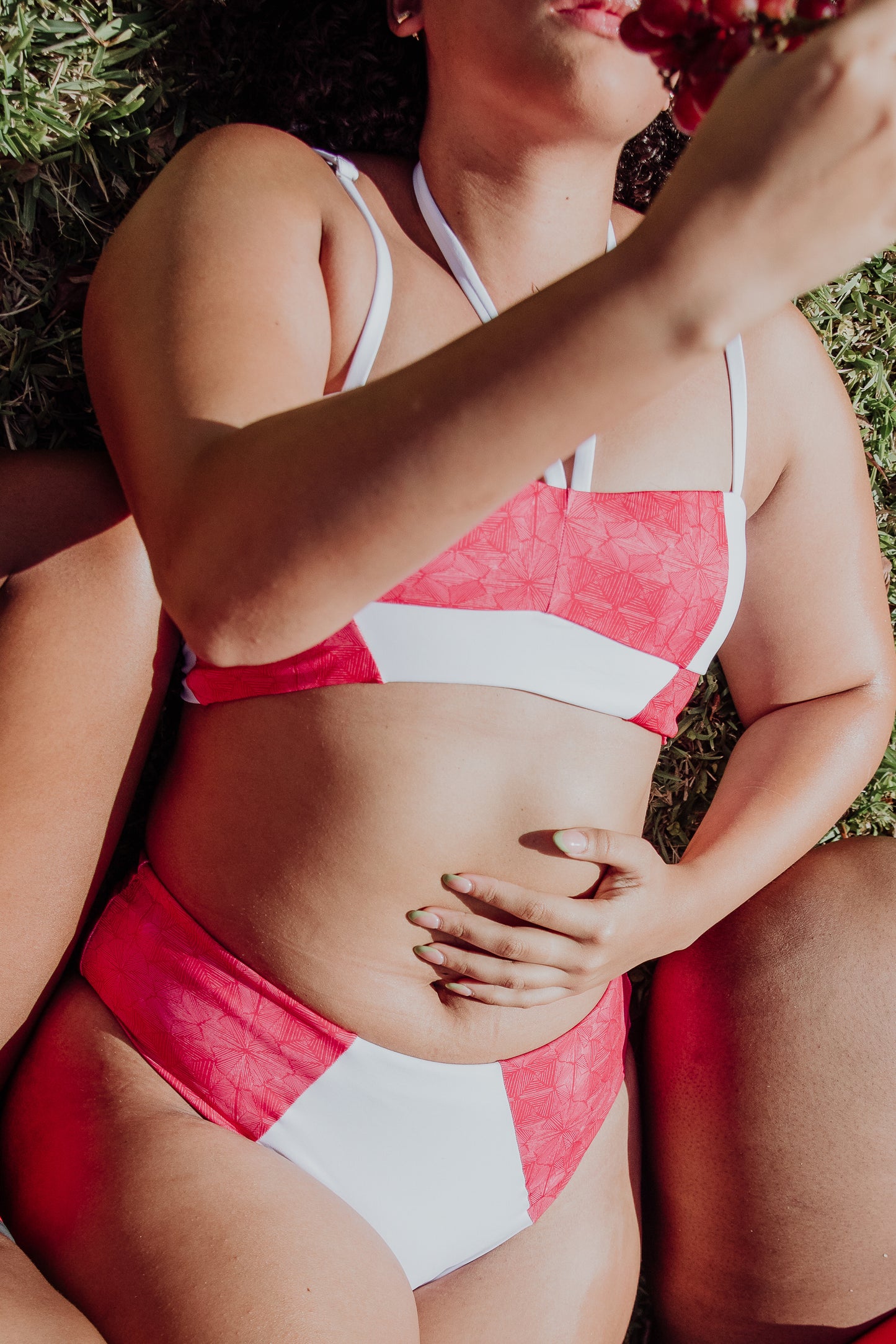 Massi bikini top with color-blocked tile pattern