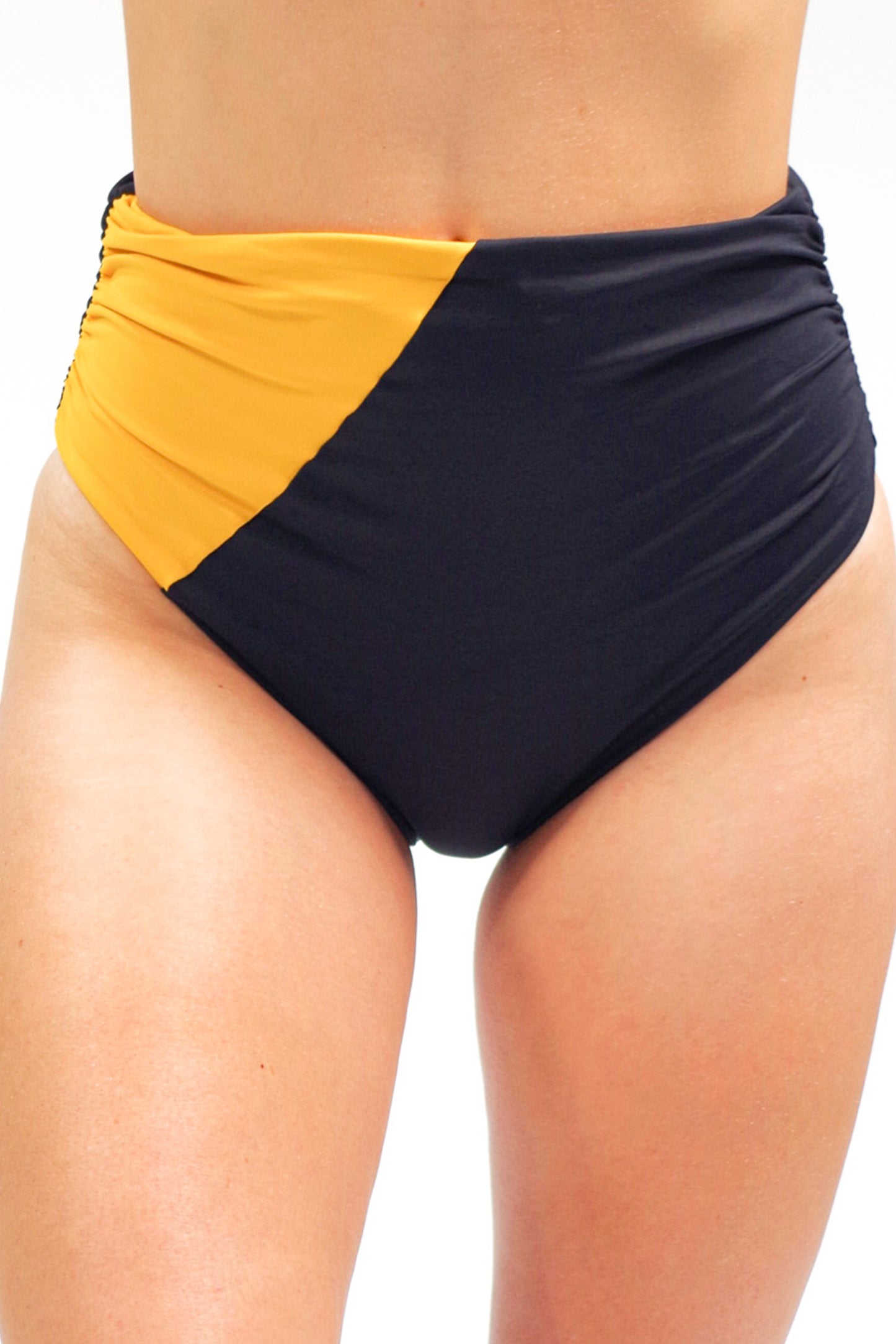 Cali super high waisted color-blocked bikini bottom