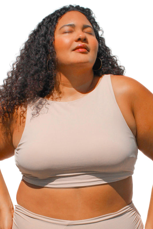 Moe cropped bikini tank, cream