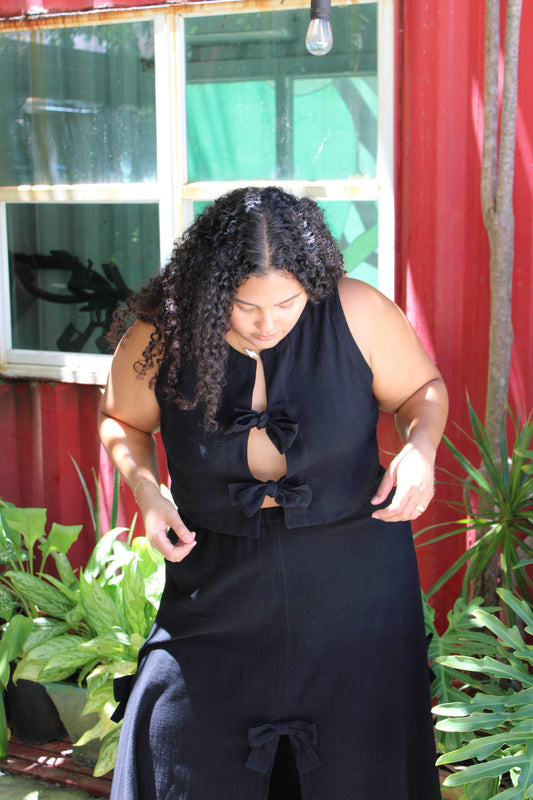 Gloria resortwear cotton tie-front vest