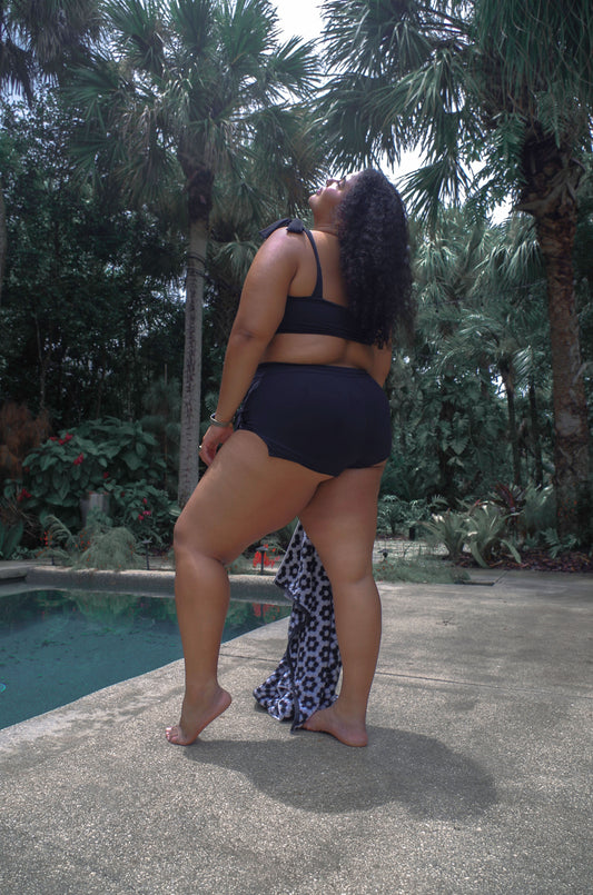 Moe tie-front swim shorts, black