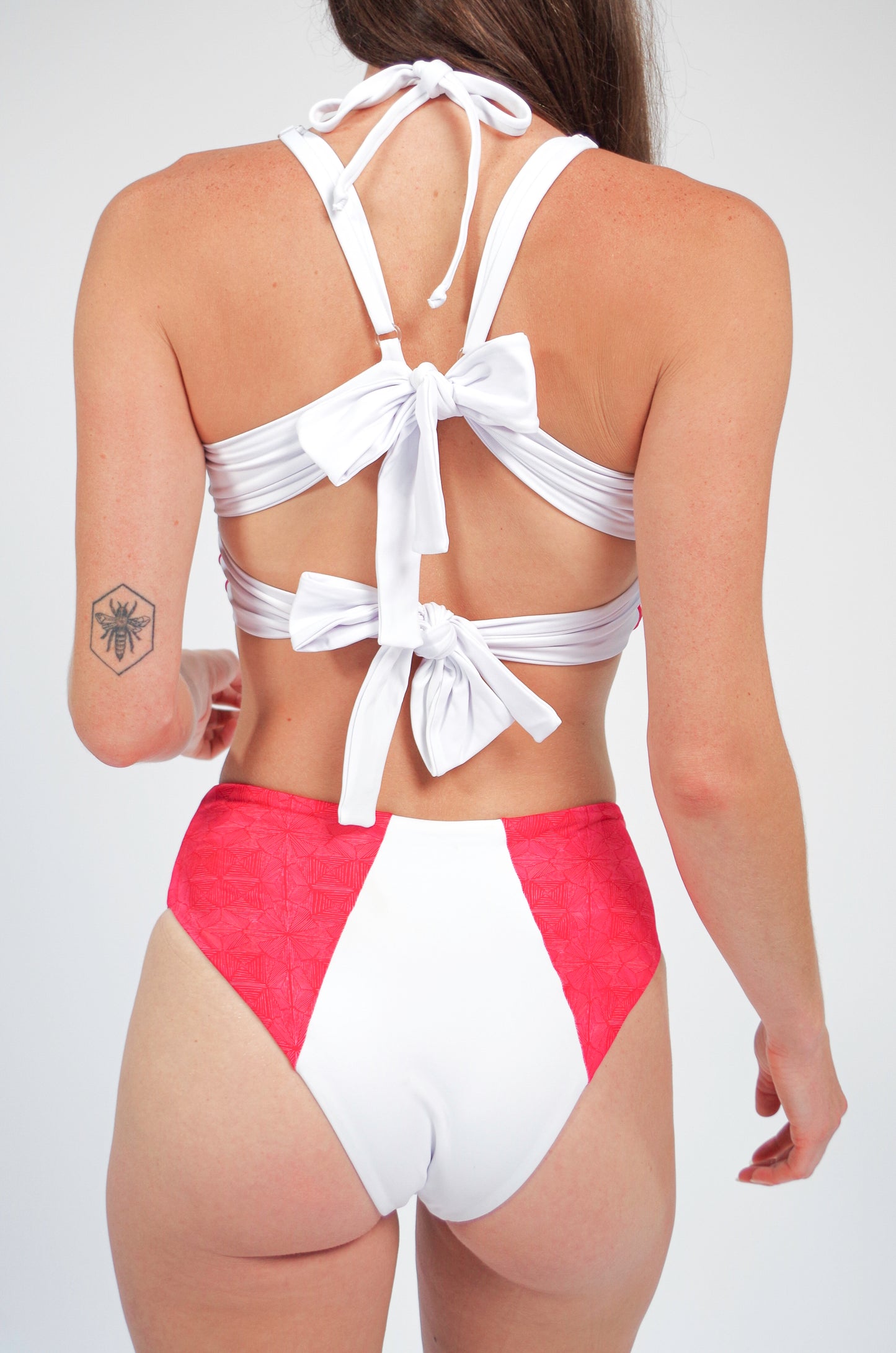 Massi bikini bottom with color-blocked tile pattern
