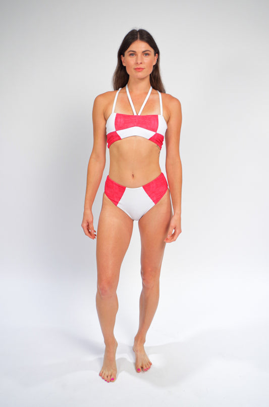 Massi bikini top with color-blocked tile pattern