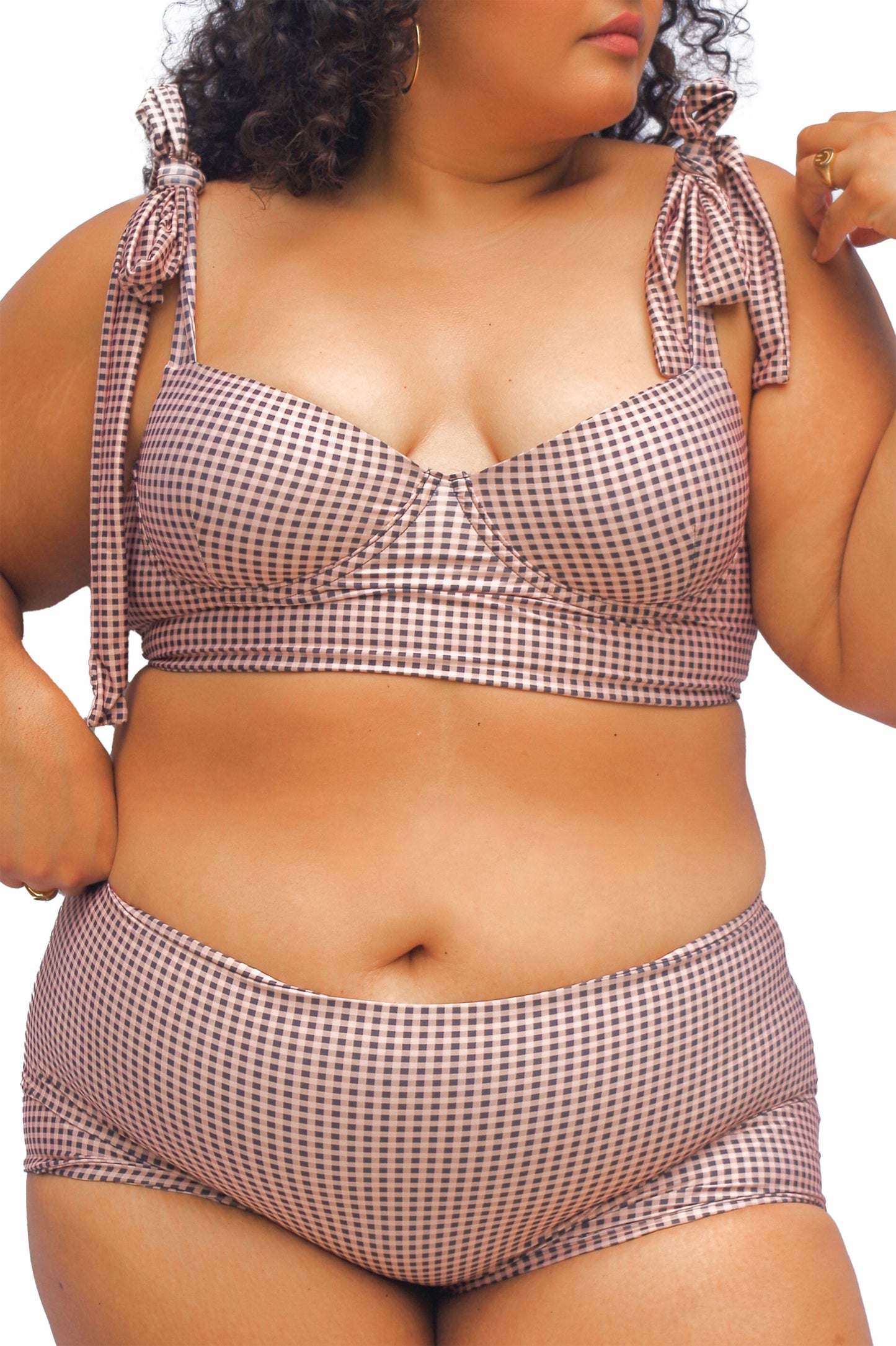 Emma underwire bikini top, gingham print