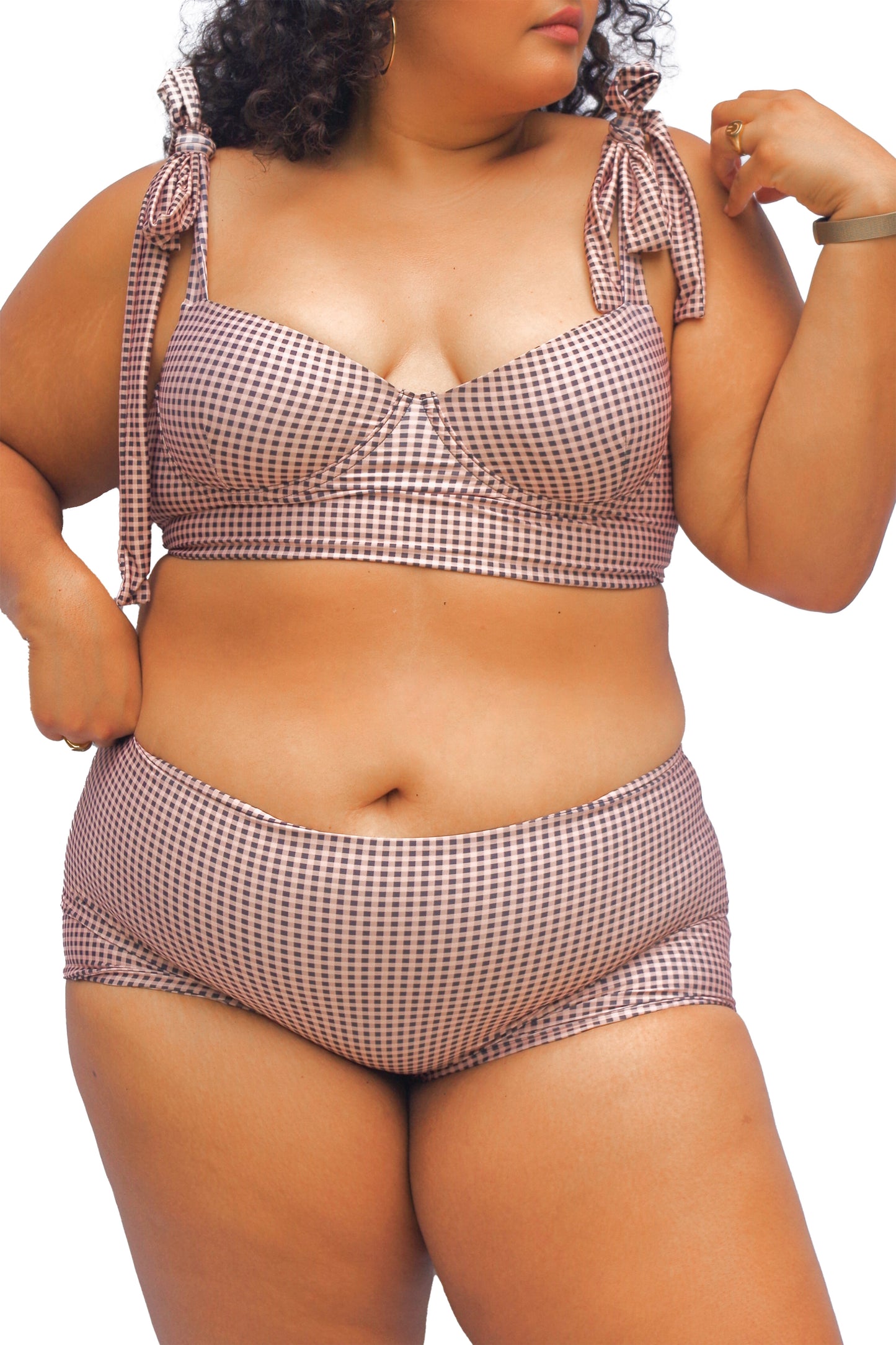 Olivia micro swim shorts, gingham print