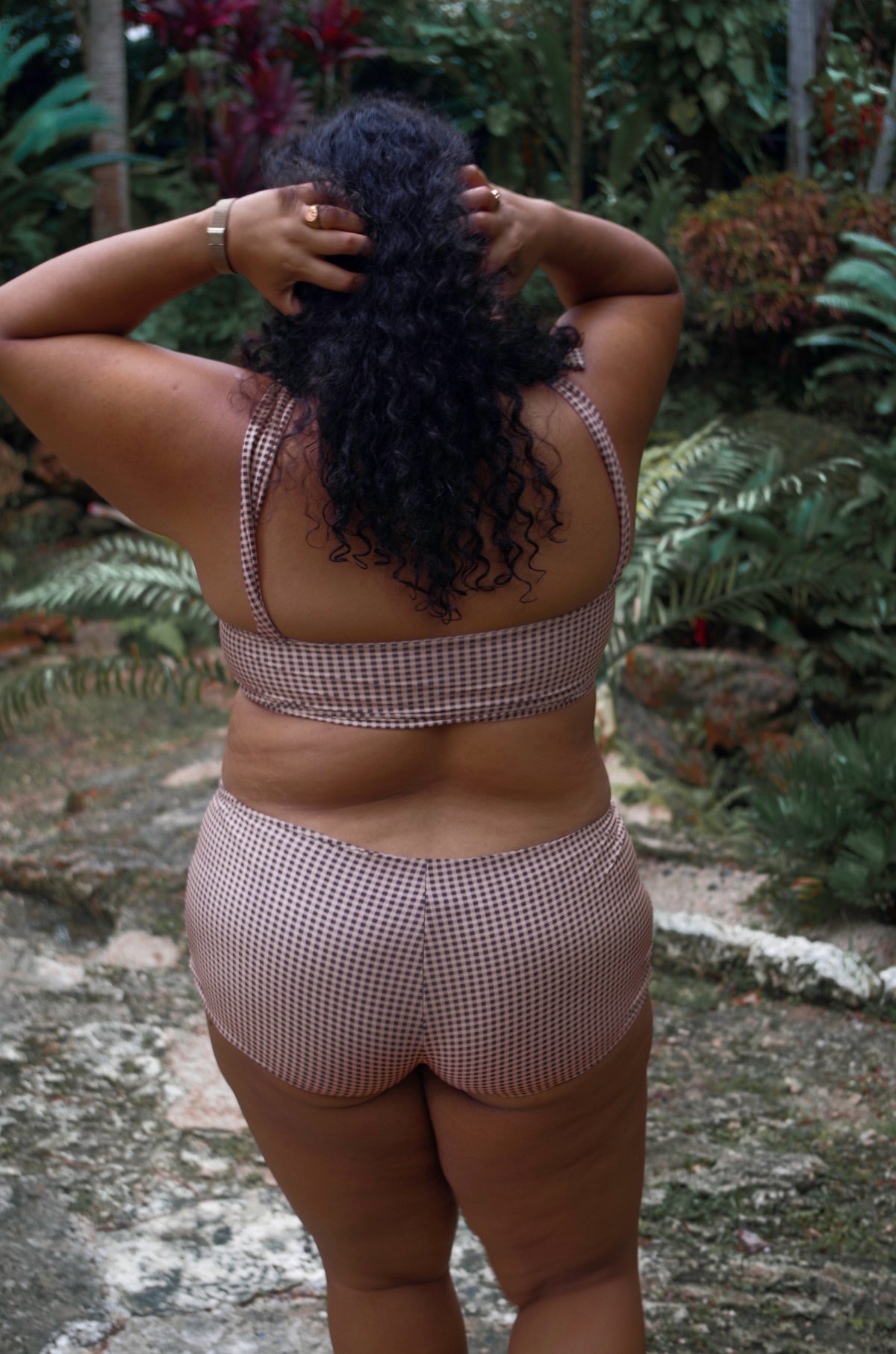 Olivia micro swim shorts, gingham print