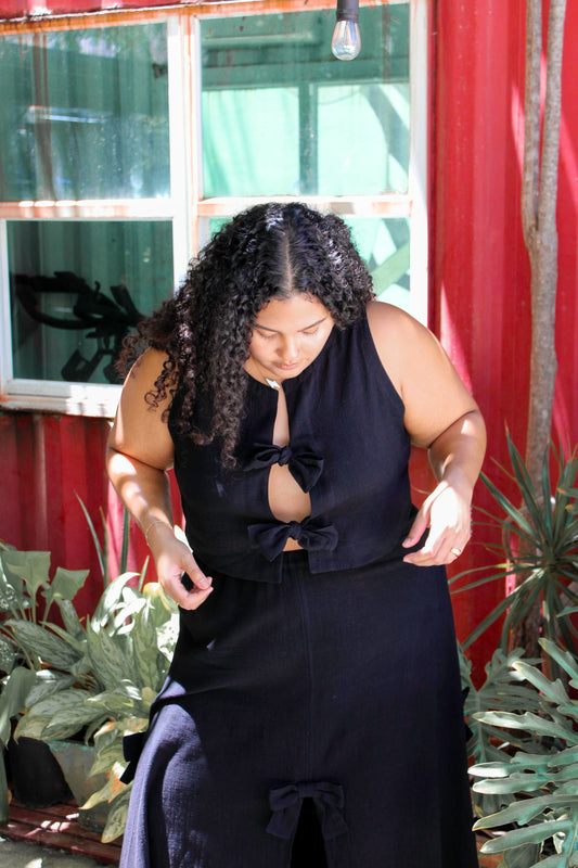 Gloria resortwear cotton tie-front vest