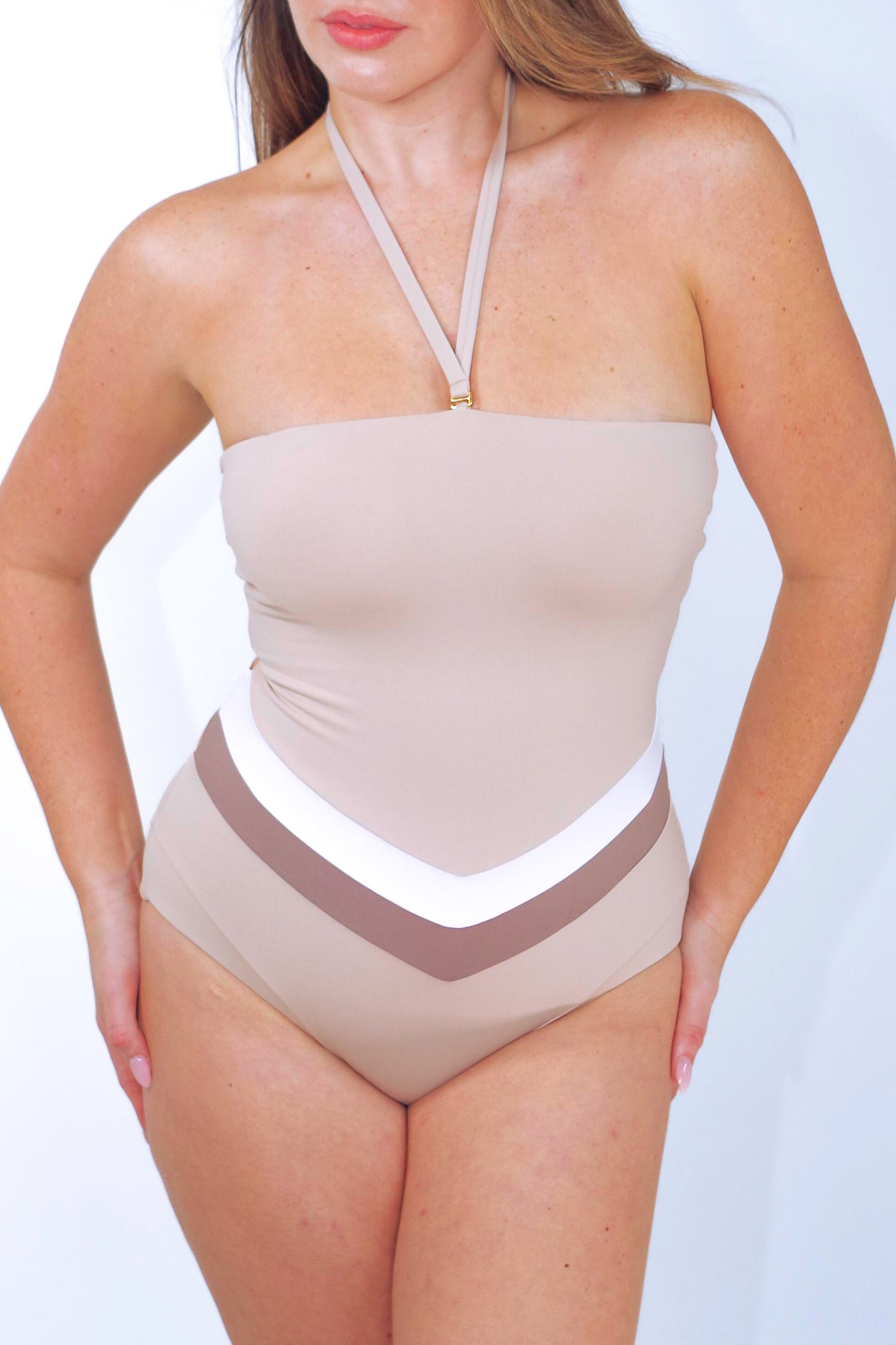 Cream one piece swimsuit