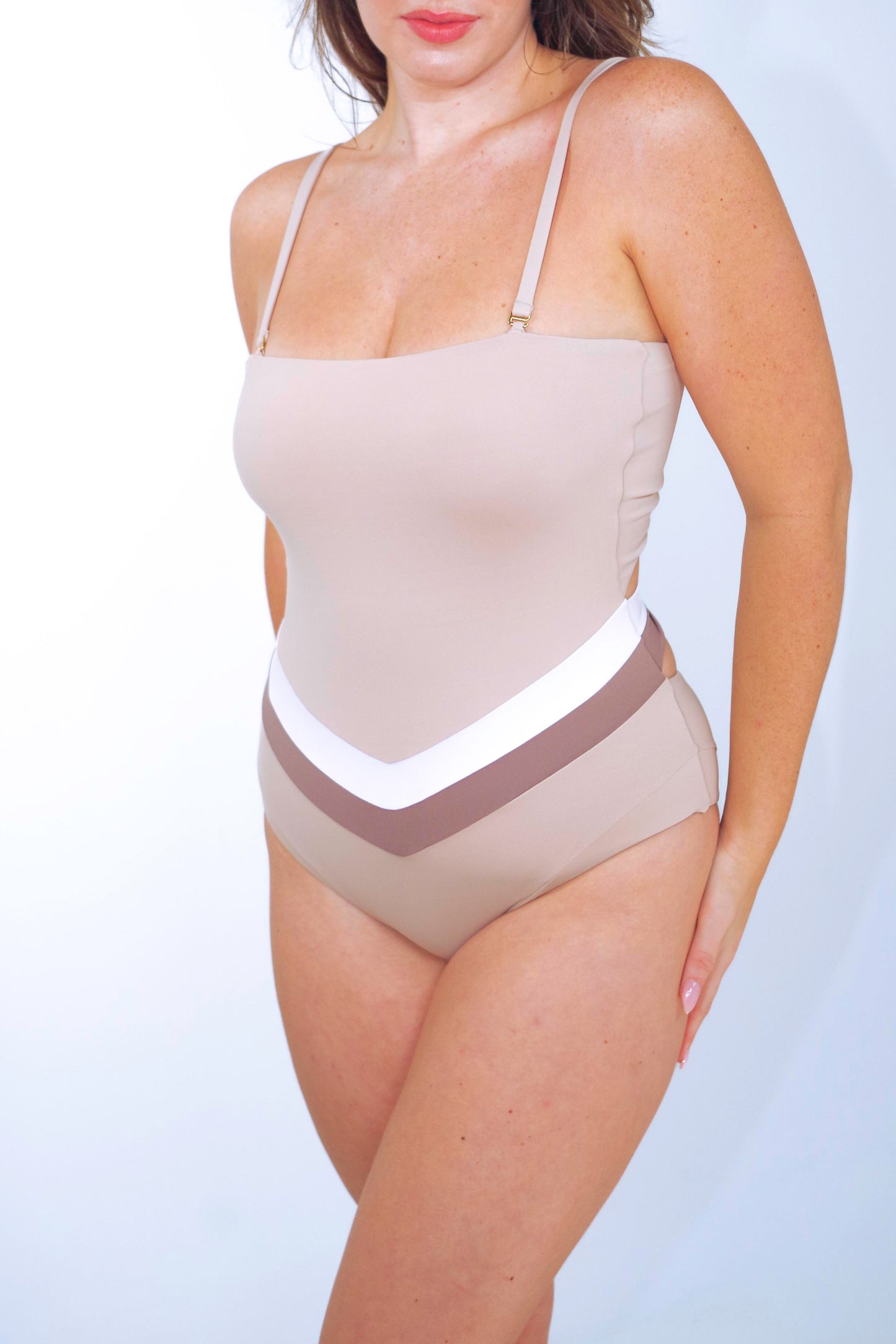 Women's cream one piece swimsuit