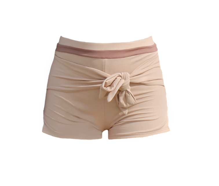 Moe tie-front swim shorts, cream